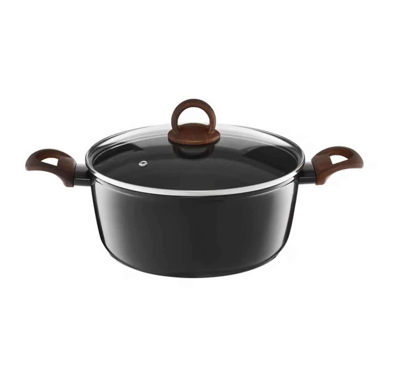 Oala cu capac Darkwood, Ambition, 24 cm, 4.3 litri, invelis Qualum Basic Stone Edition, aluminiu forjat, maro/negru - imagine 5